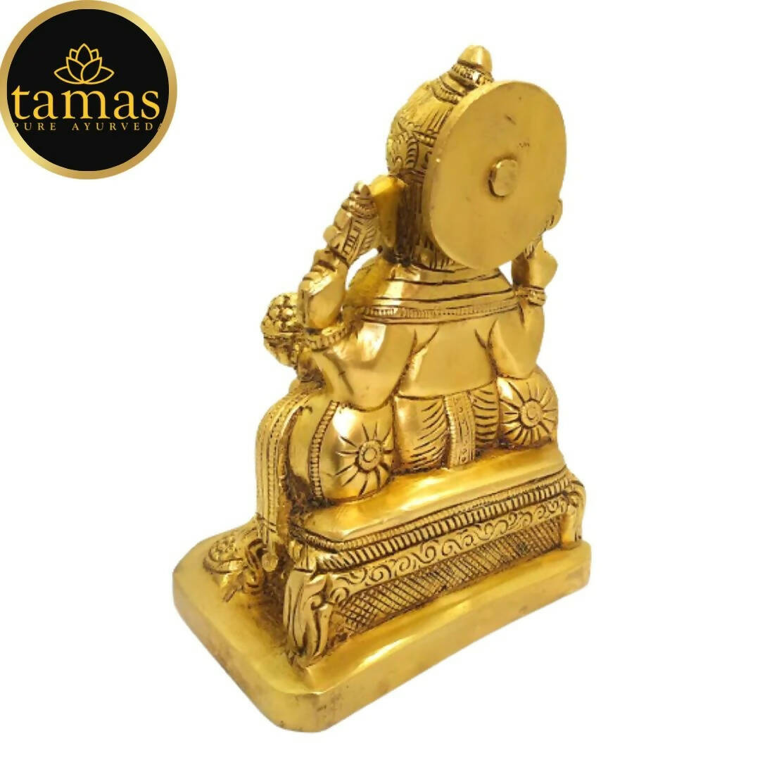 Tamas Brass Ganesh Lakshmi Statue | Golden Finish | Diwali Decor - Swadesiicart