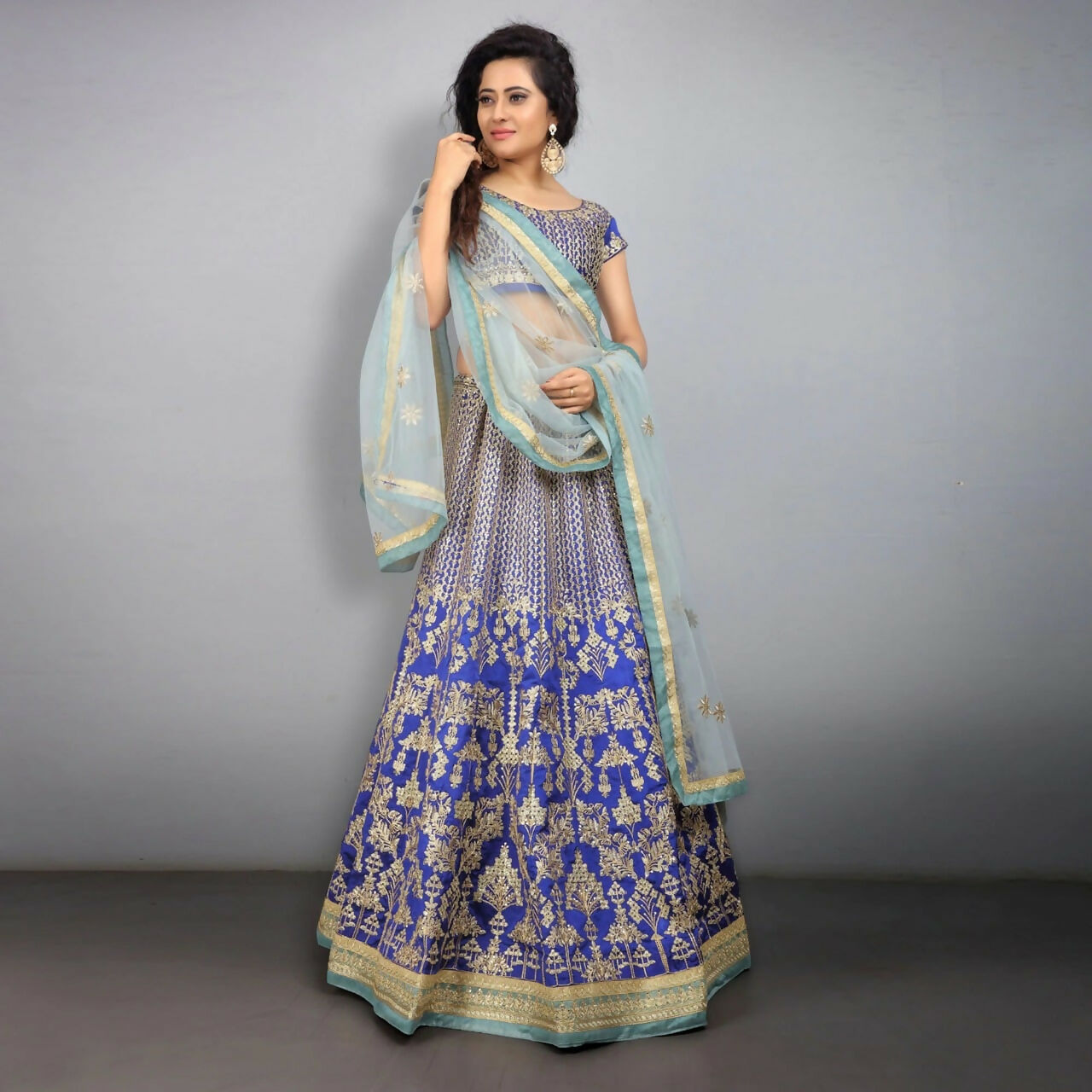 Jyoti Fashion Royal Blue Sequence, Dori & Zari Embroidery Tafeta Silk Lehenga Choli with Dupatta | Swadesiicart
