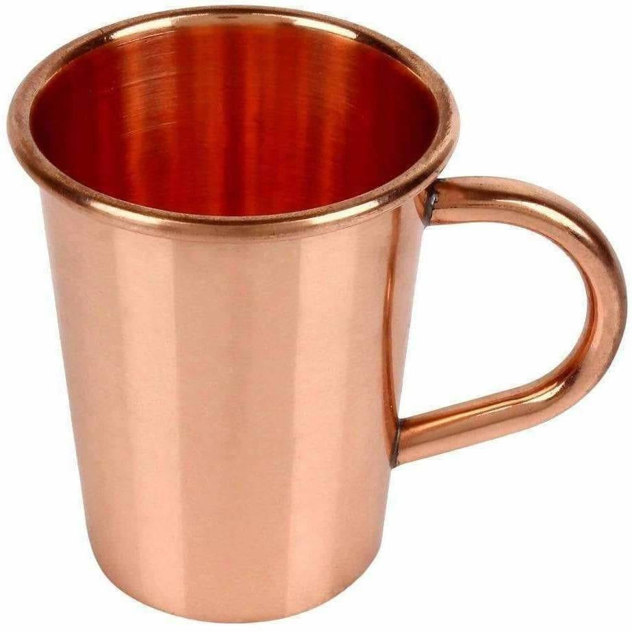 Small Solid Copper Glasses with Handle Set of 4 - Swadesiicart