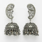 NVR Women's Silver-Plated Oxidised Dome Shaped Jhumka Earrings | Swadesiicart