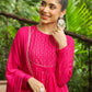Janasya Pink Georgette Foil Print Kurta,Bottom & Dupatta | Swadesiicart