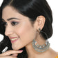 Mominos Fashion Johar Kamal Silver Peacock Design Chandbali Earrings - Swadesiicart