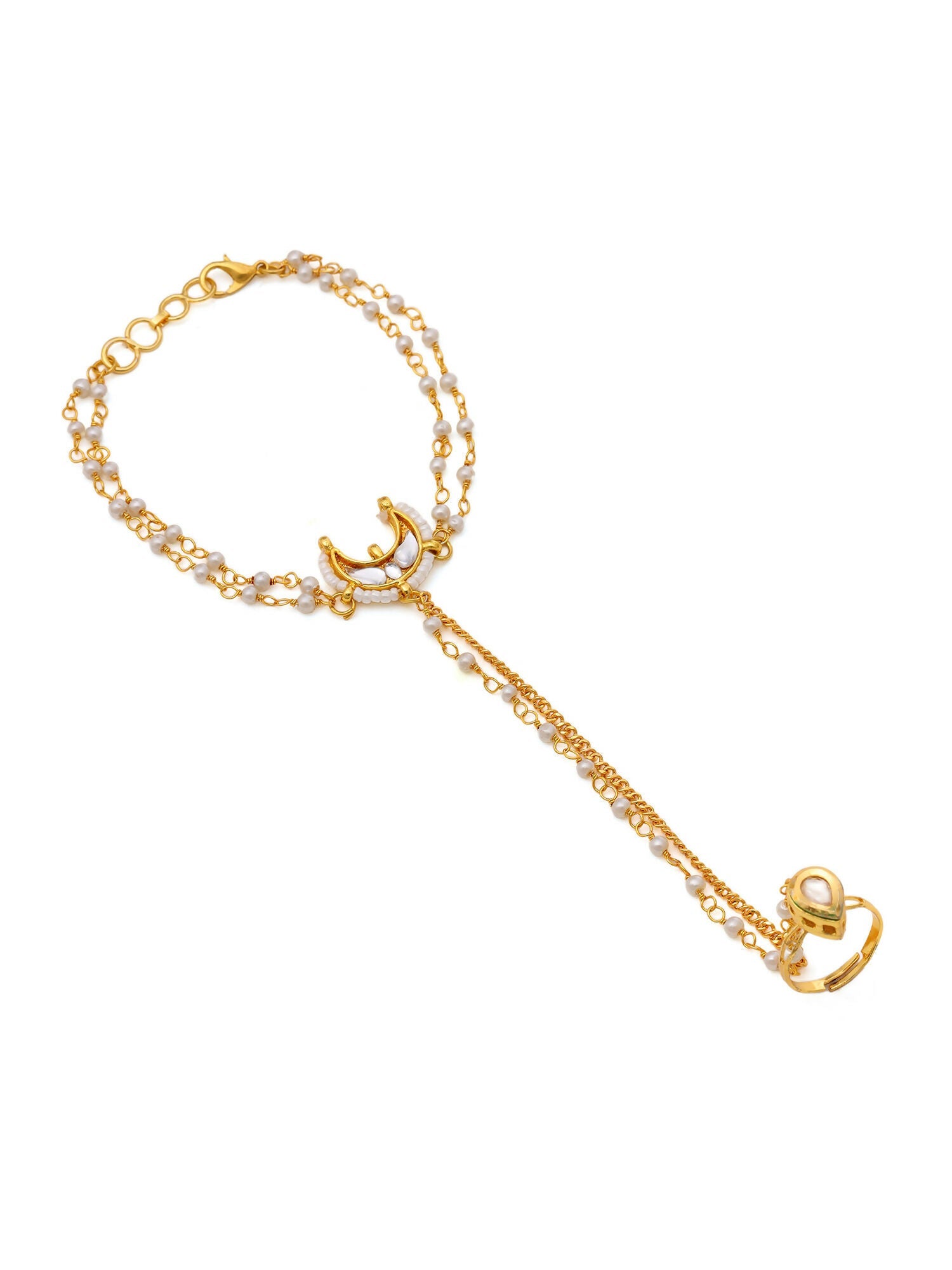 Ruby Raang Gold Chand Kundan Haath Phool | Swadesiicart