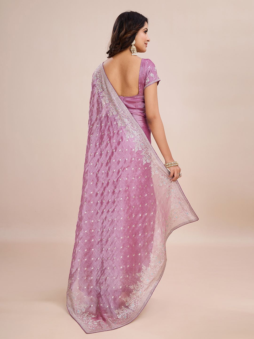 kasee Floral Zari Silk Blend Ready to Wear Saree | Swadesiicart