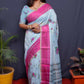 Jyoti Fashion Women's Pink Linen Silk Digital Print with Jacquard Woven Border Saree with Blouse | Swadesiicart