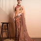 Brown Georgette Designer Printed Party Wear Saree - Cinderella
