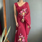 Aayaa Designer 1 min Hand Painted Ready to Wear saree - Maroon | Swadesiicart