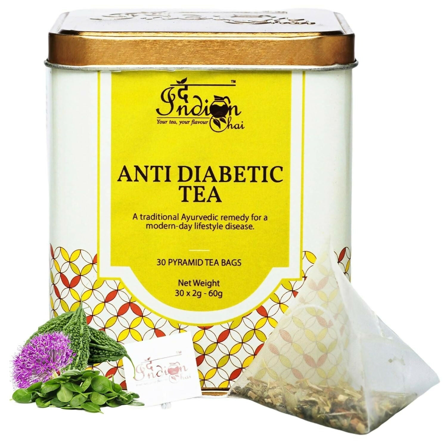 The Indian Chai - Anti Diabetic Tea 30 Pyramid Tea Bags | Swadesiicart
