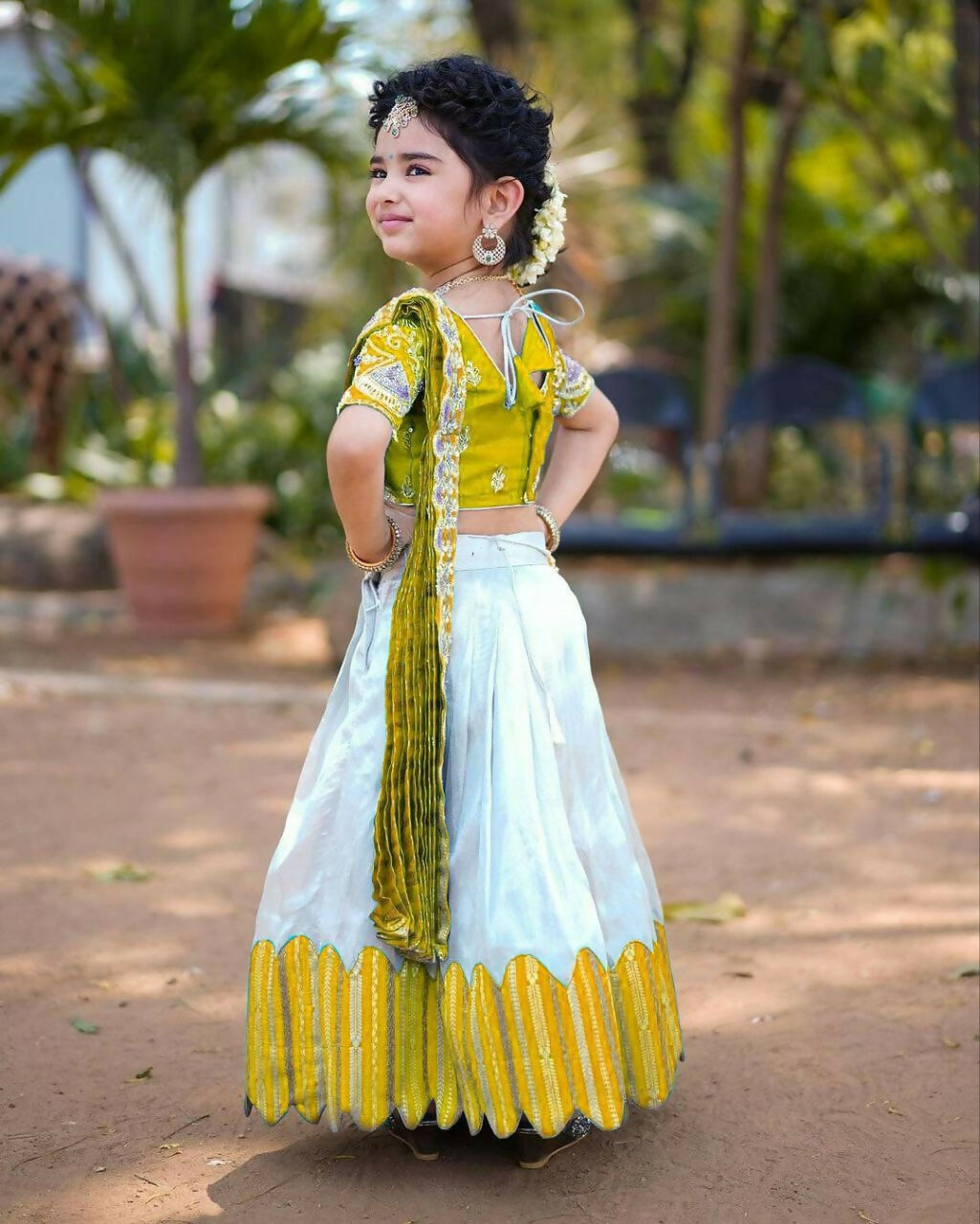 Jyoti Fashion Classy Yellow Heavy Chenille Sequins Embroidered Kids Lehenga Choli Set | Swadesiicart