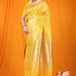 Jyoti Fashion Women's Yellow Kanjivaram Silk Zari Woven Saree with Blouse | Swadesiicart