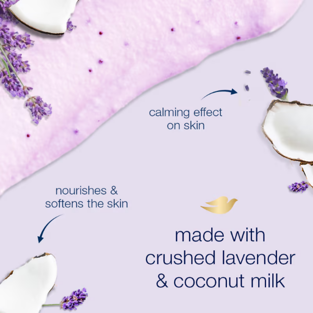 Dove Exfoliating Body Polish Scrub With Crushed Lavender And Coconut Milk - Swadesiicart