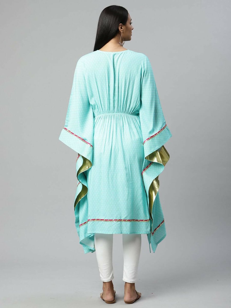 Ahalyaa Womens Blue Rayon Printed Kaftan | Swadesiicart