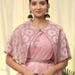 Pink Satin Solid Ready to wear Saree with stitched Blouse - Vanita | Swadesiicart