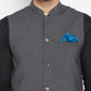 Even Apparels Grey Merino Men's Nehru Jacket-Contrast Lining-Free Pocket Square PW691 | Swadesiicart