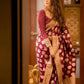 DEIANA'S Beautiful Designer Golden zari Soft Lichi Silk Saree - Maroon - Swadesiicart