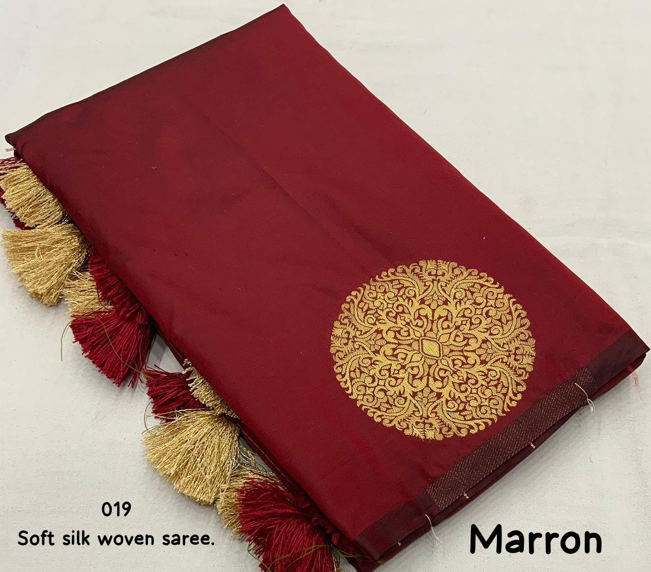 Maroon Silk Woven Saree with Unstitched Blouse - Hiral Fashion | Swadesiicart