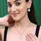 VOJ Silver Plated White Stone With AD Stone Studded Chain Set - Swadesiicart