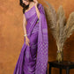 Very Much Indian Handblock Printed Cotton Saree With Natural Dyes - Purple | Swadesiicart