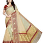 Vamika Banarasi Jaquard Cream Weaving Saree | Swadesiicart