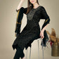 Jyoti Fashion Women's Black Cotton Magic Slub Embroidery & Sequence work Kurta with Trouser & Dupatta | Swadesiicart