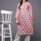 Ahalyaa Women Pink & Sea Green Floral Printed Gotta Patti Velvet Kurta | Swadesiicart