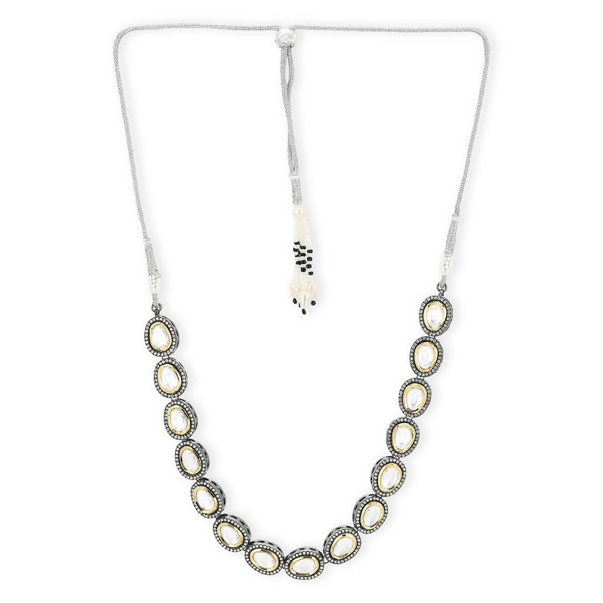 Silver-Toned Brass Rhodium-Plated Necklace - Ruby Raang | Swadesiicart