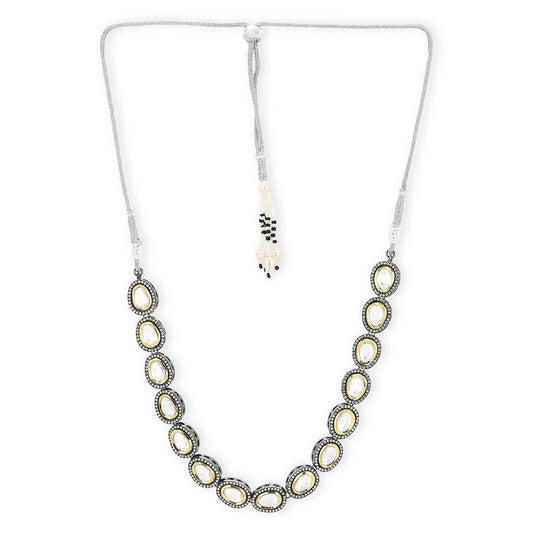 Silver-Toned Brass Rhodium-Plated Necklace - Ruby Raang | Swadesiicart