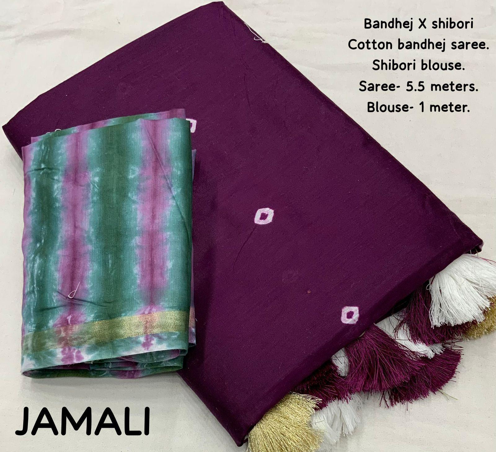 Purple Chanderi Cotton Block Print Saree with Unstitched Blouse - Hiral Fashion | Swadesiicart