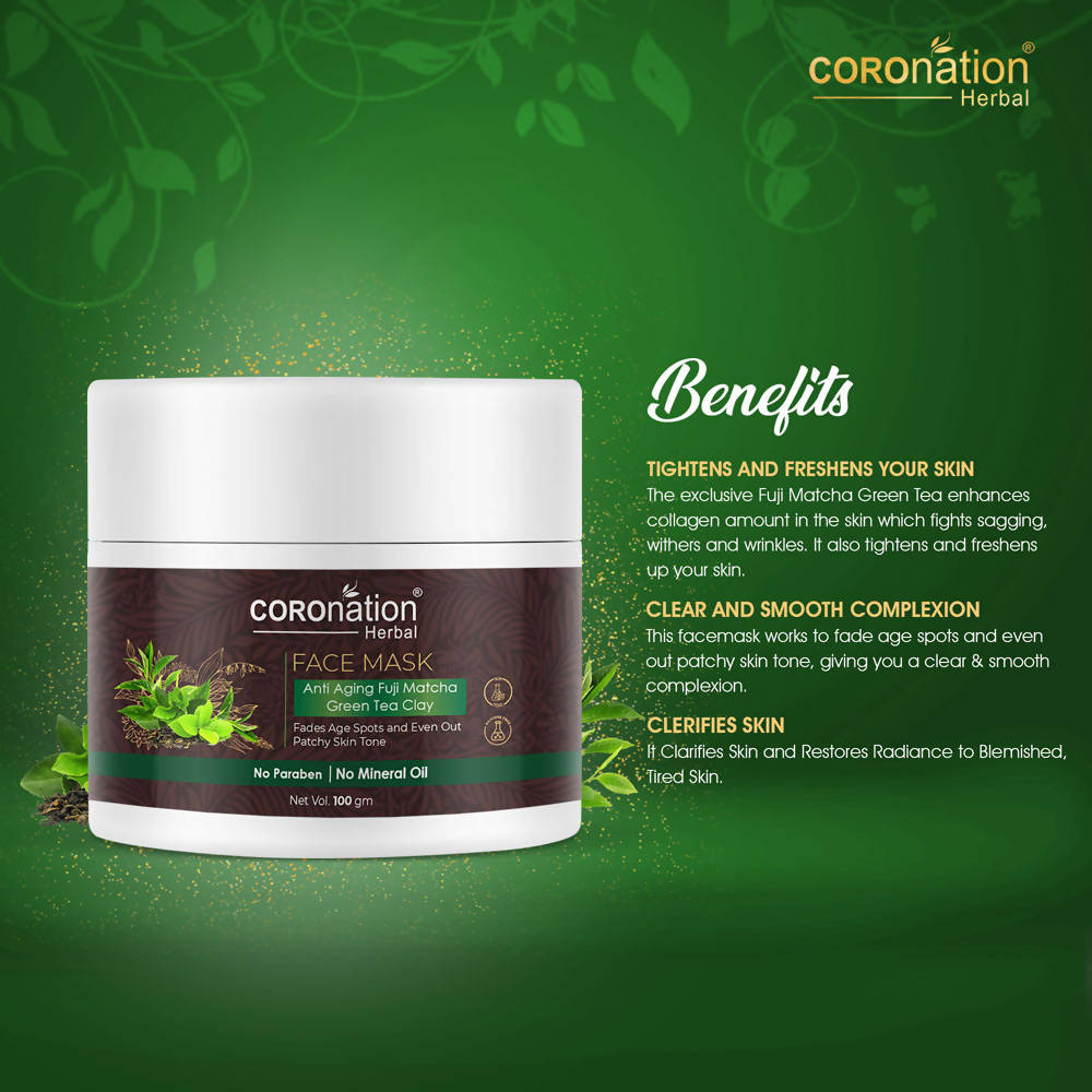 Coronation Herbal Anti Aging Fuji Matcha Green Tea Clay Face Mask | Swadesiicart
