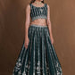 Bottlegreen Georgette Zari,Sequence Thread Embroidery Work Lehenga Choli - Jihu Culture