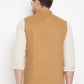 Even Apparels Brown Polyester Men's Nehru Jacket-Contrast Lining-Inbuilt Pocket Square | Swadesiicart