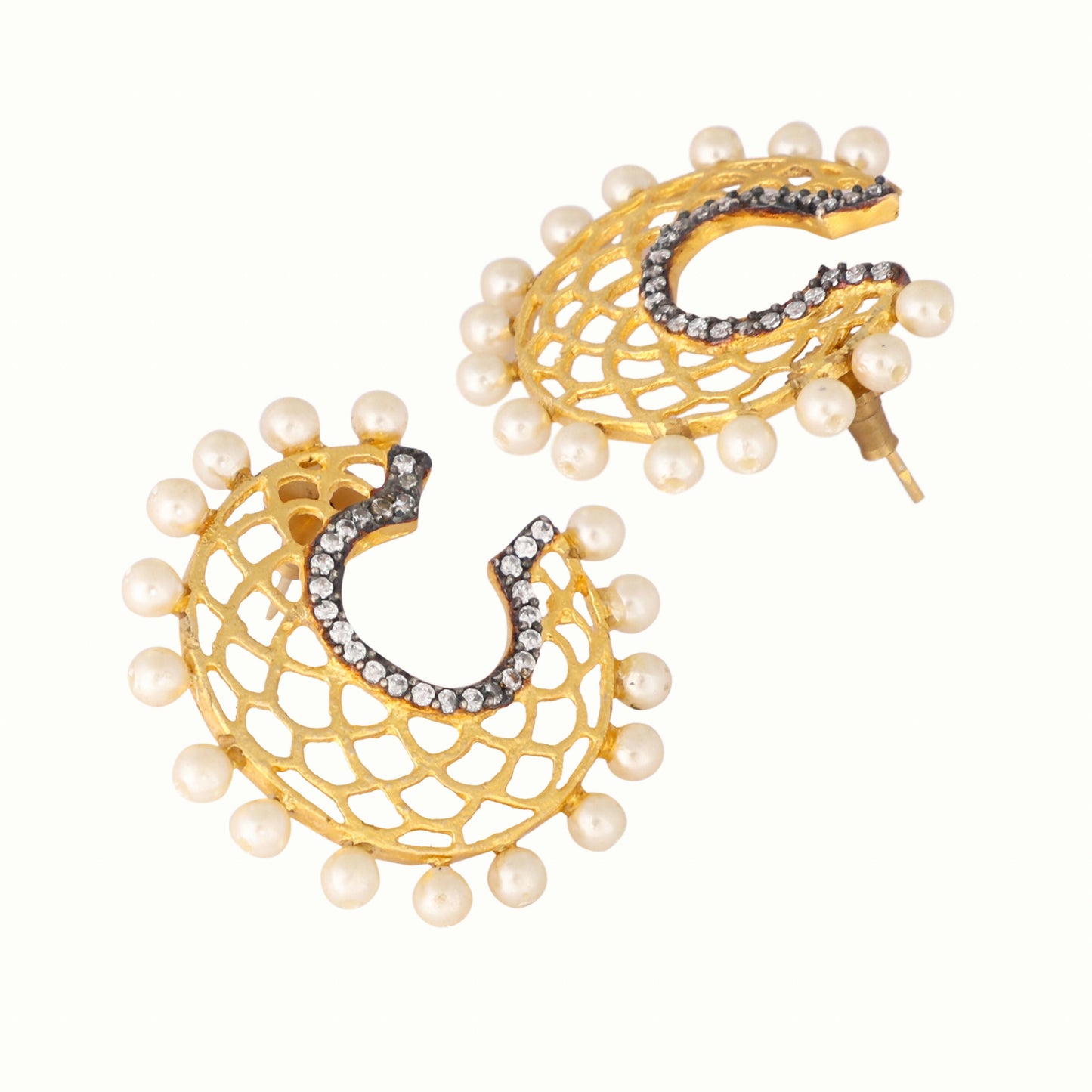 Nuyug 22K Gold Plated Celestial Filigree Earrings | Swadesiicart