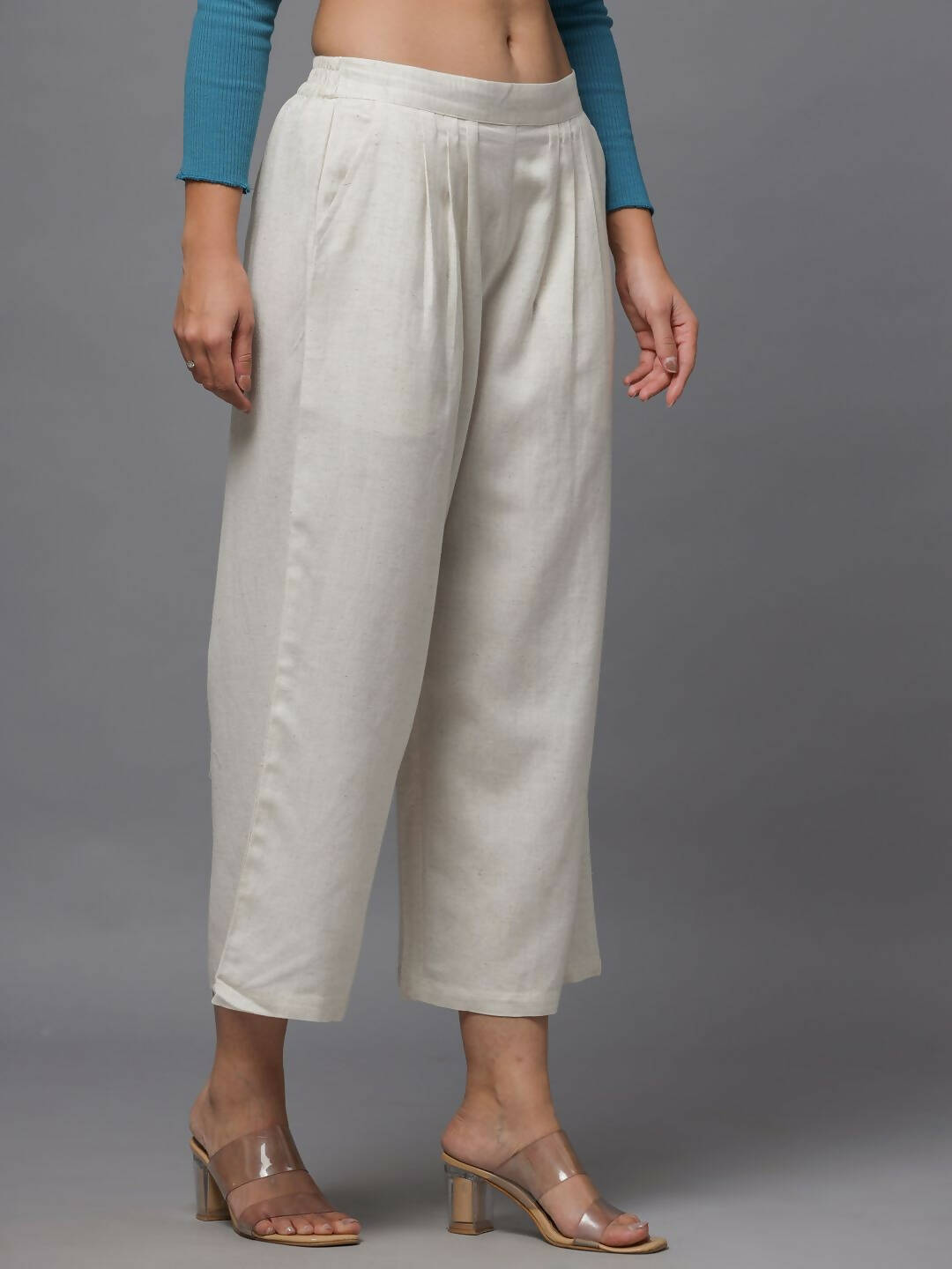 Juniper Women's Natural Solid Wide Leg Palazzo | Swadesiicart