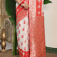 Shree Shyam Fashion Linen Cotton Red & White Saree
