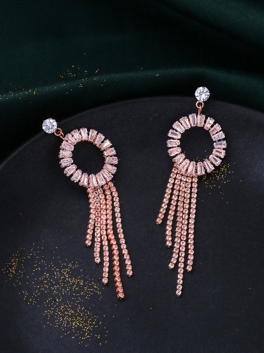 NVR Women Gold Toned Contemporary Drop Earrings | Swadesiicart