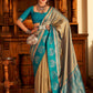 Beige Soft Banarasi Paithani Copper Zari Weaving Saree With Unstitched Blouse Piece - Jodha | Swadesiicart