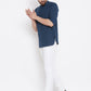 Even Apparels Blue Color Men's Pure Cotton Kurta With Band Collar | Swadesiicart