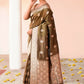 Joban Fashion Olive Green Banarasi Katan Pure Handloom Banarasi Silk Saree | Swadesiicart
