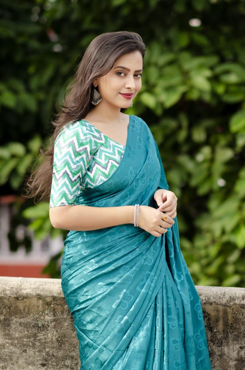 Rama Silk Blend Ethnic Motifs Saree with Unstitched Blouse - Hiral Fashion | Swadesiicart