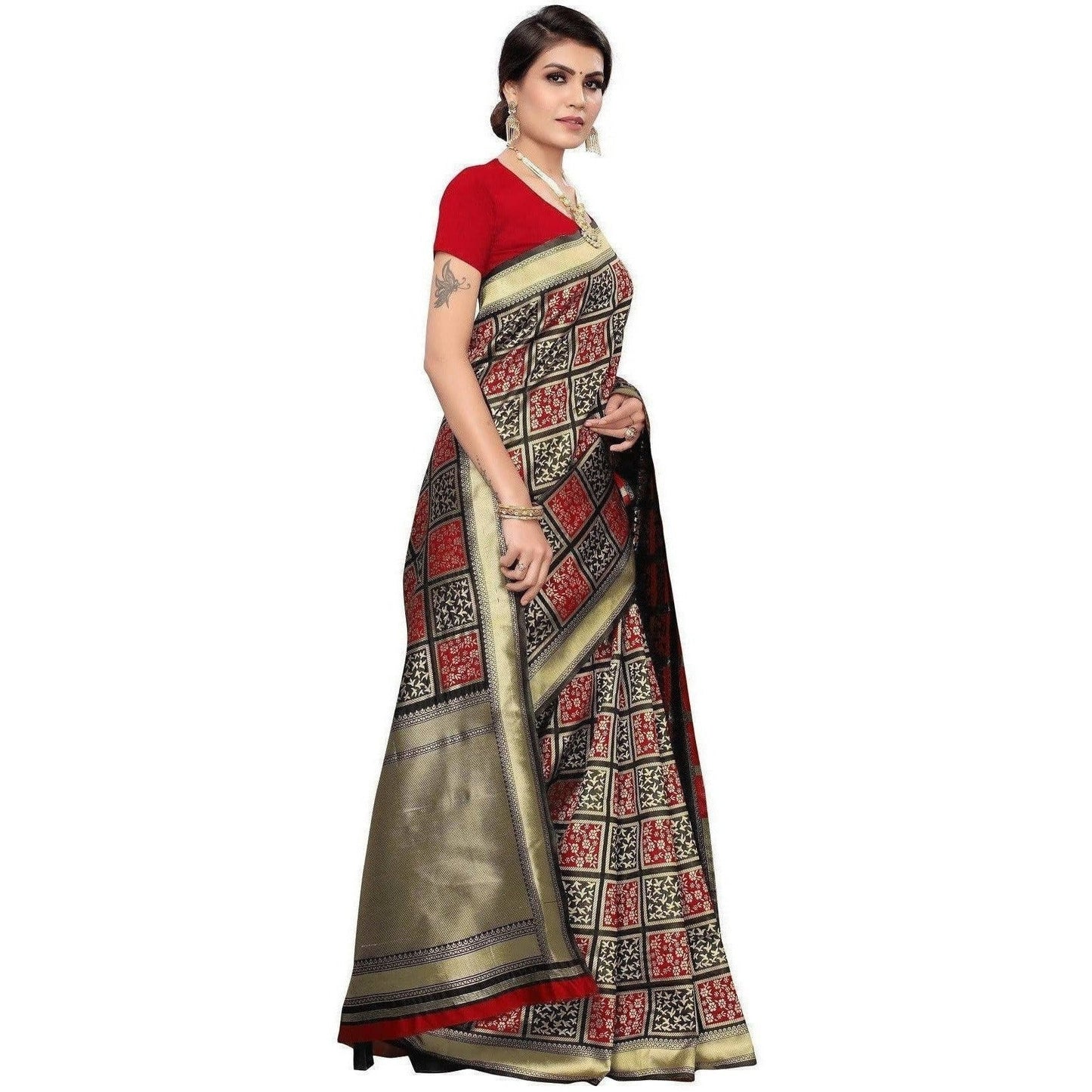 Vamika Banarasi Jaquard Black Weaving Saree (Banarasi 20) | Swadesiicart