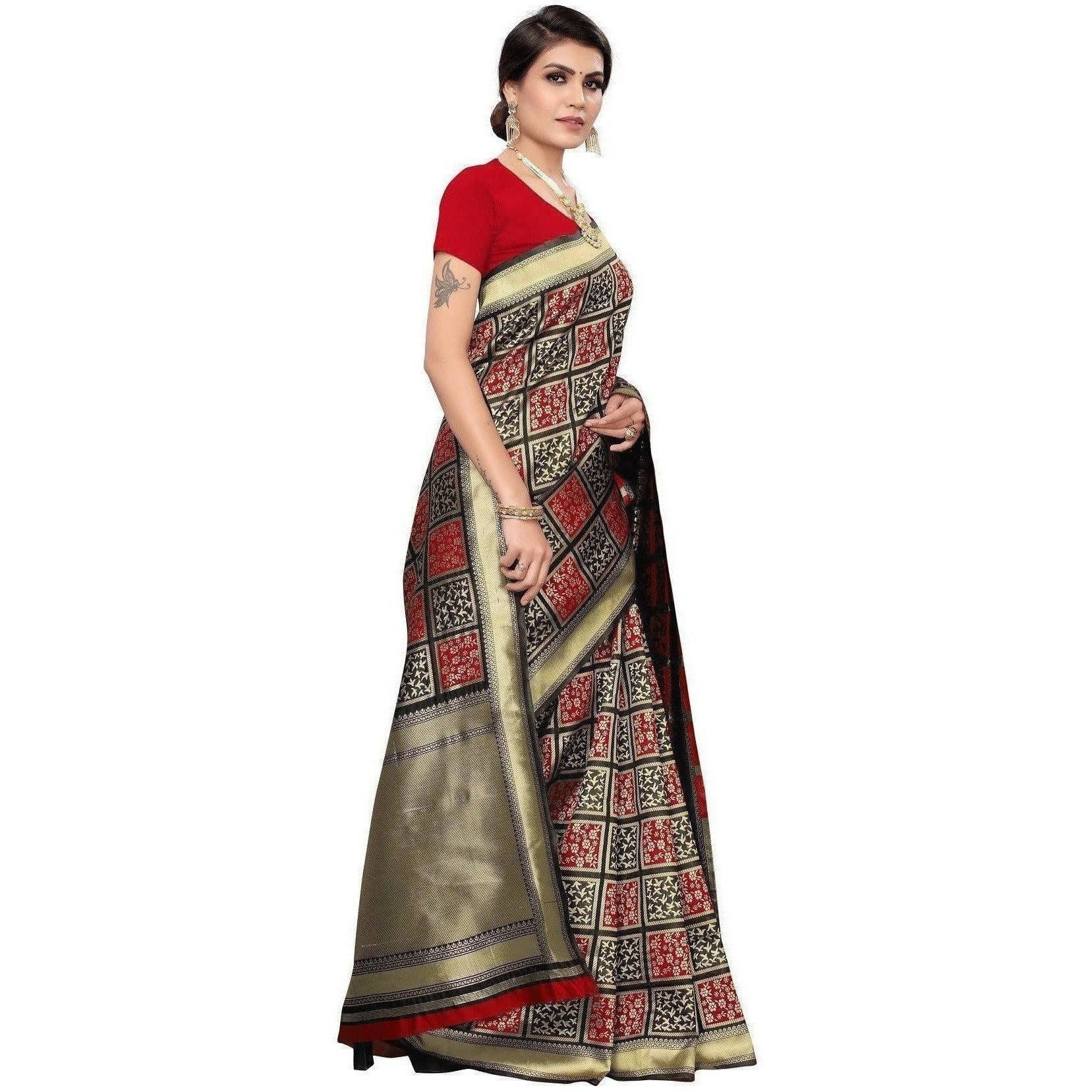 Vamika Banarasi Jaquard Black Weaving Saree (Banarasi 20) | Swadesiicart
