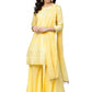 Ahalyaa Women's Cotton Blend Yellow Glitter Print Kurta Sharara Set With Dupatta | Swadesiicart