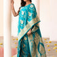 Joban Fashion Teal Green Banarasi Soft Pure Handloom Banarasi Silk Saree | Swadesiicart