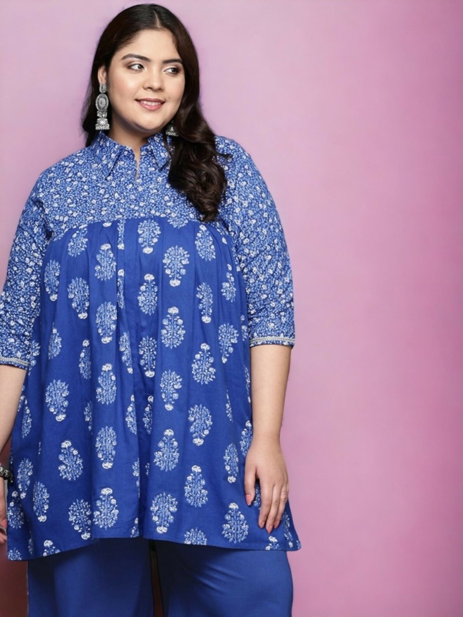 Ahalyaa Women's Traditional wear Tunic - Indigo blue | Swadesiicart