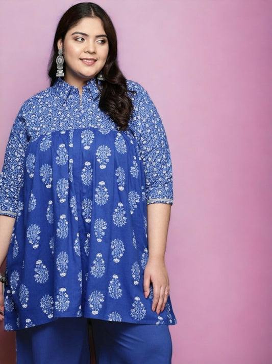 Ahalyaa Women's Traditional wear Tunic - Indigo blue | Swadesiicart