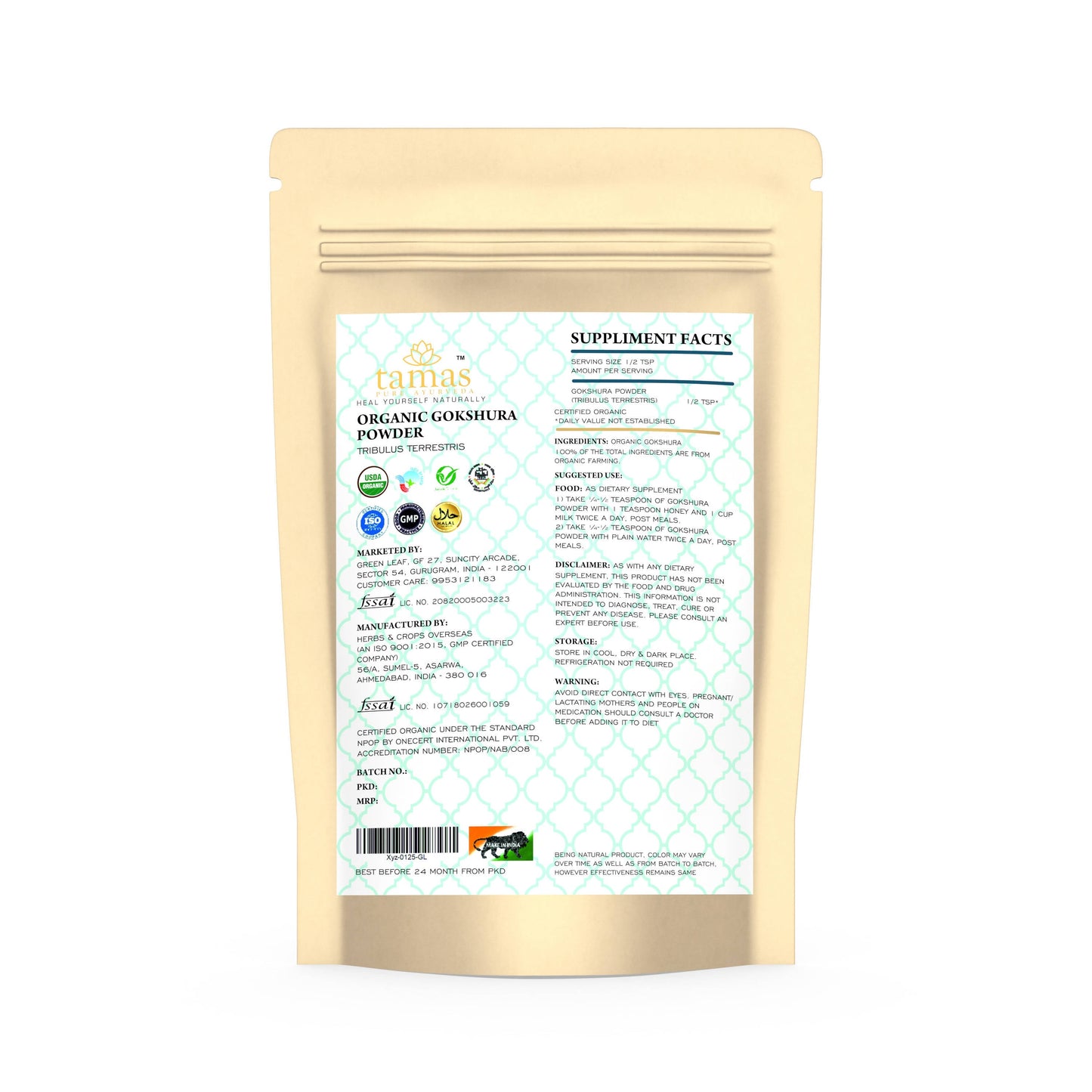 Tamas Pure Ayurveda Superfood Organic Gokshura Powder | Swadesiicart