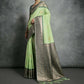 Vishnu Weaves Women's Pista Tussar Silk Zari Woven Saree with Blouse - Swadesiicart