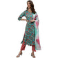 Anubhutee Women's Cotton Regular Floral Printed Green Kurta Set | Swadesiicart