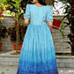 Jyoti Fashion Women's Sky Blue Bandhej Print with Crush Pleating Muslin Anarkali Dress | Swadesiicart