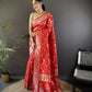 Joban Fashion Red Meenakari Banarasi Silk Sarees | Swadesiicart